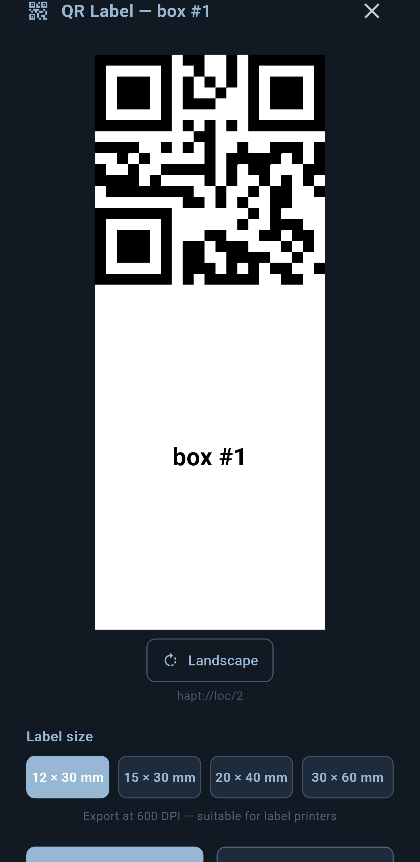 Location QR label generator